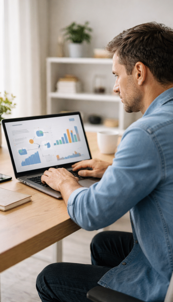 online marketing, website analytics, digital growth, marketing performance, conversion rate, social media analytics, home office desk, online strategy, business productivity, seo analytics, data visualization, e-commerce analytics, marketing report, modern workspace, internet business, professional workspace, business insights, analytics software, growth strategy, online entrepreneur, digital tools, business planning, generated