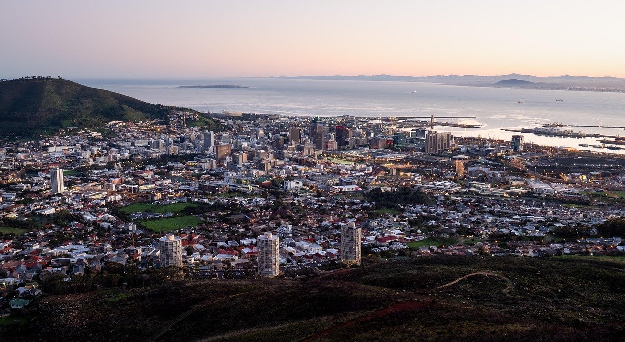 cape town city bowl, nature, city, panorama, view, cityscape, architecture, urban, sky, building, travel, skyline, panoramic, aerial, landscape, africa, sea, night sky, town, blue, south africa, tourism, mother city, blue sky, night, dawn, evening